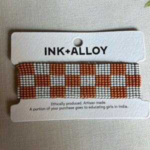 INK + ALLOY Game Day Checkered Cuff Bracelet- Orange